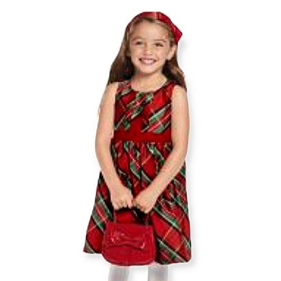 Gymboree Girls Tartan Plaid Dress - Picture Perfect - Salsa - Picture 1 of 9